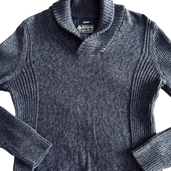 American Rag Jacquard Long Sleeves Pullover Shawl-Collar Sweater MENS Sz Med - Picture 4 of 7